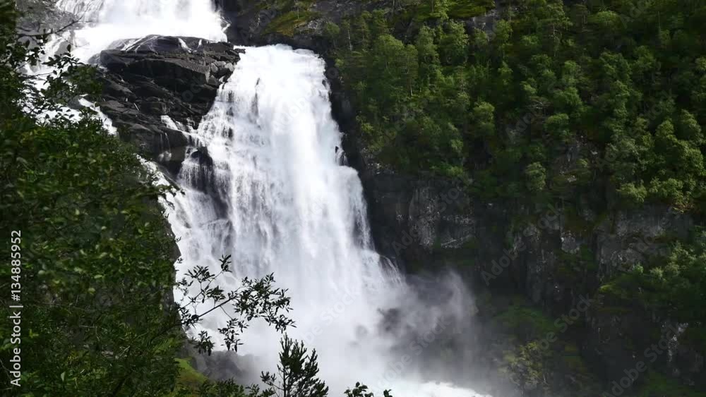 Waterfall at mountain river in summer Waterfall at mountain river in summer