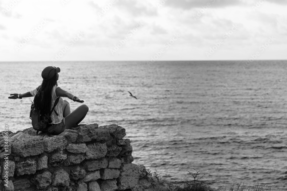 Black white photo of girl