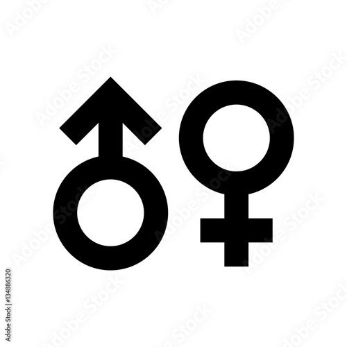 Gender symbol icon. Black icon isolated on white background. Standard sex symbol silhouette. Simple icon. Web site page and mobile app design element.