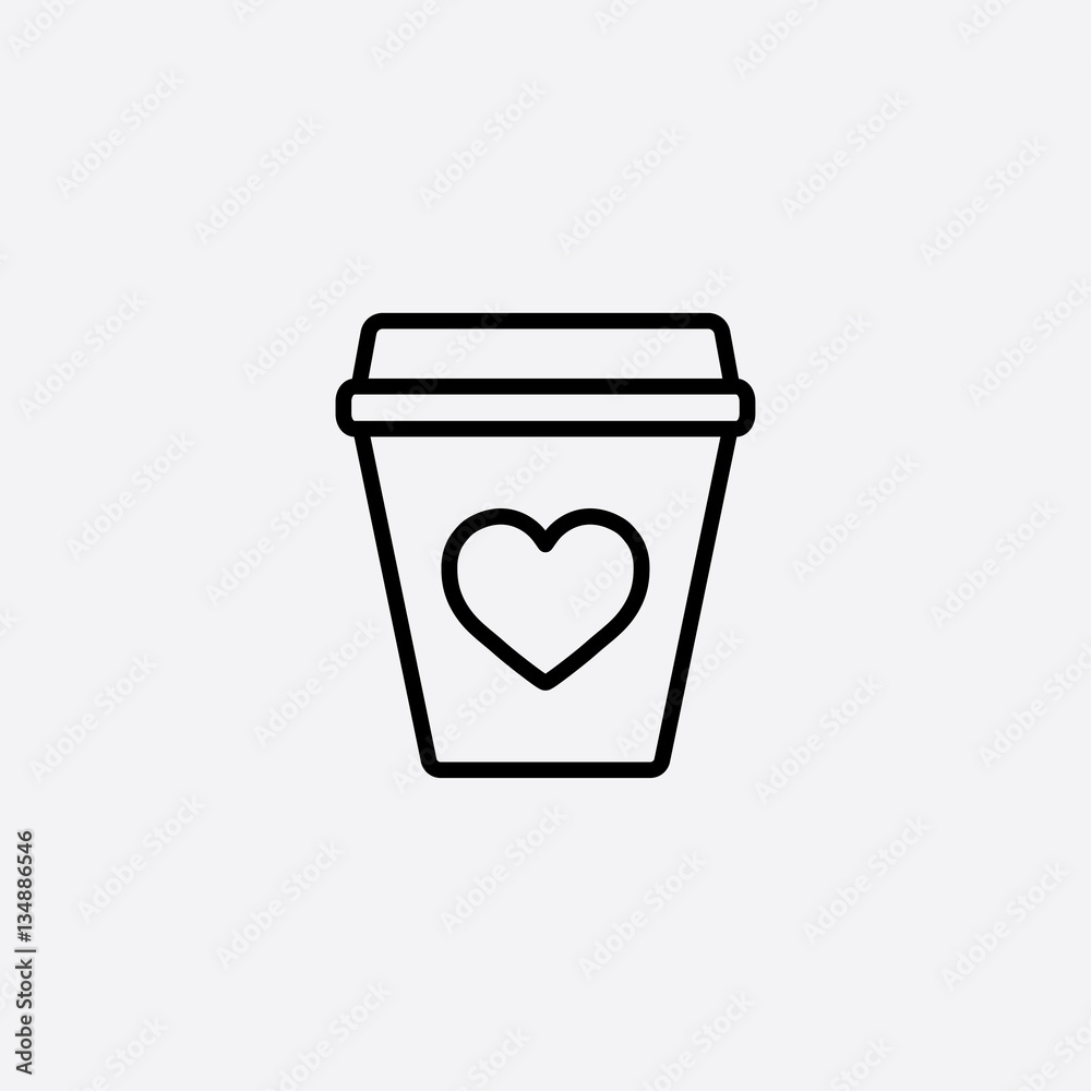 glass drink paper plastic cola coffee cup with heart line icon black on white glass drink paper plastic cola coffee cup with heart line icon black on white
