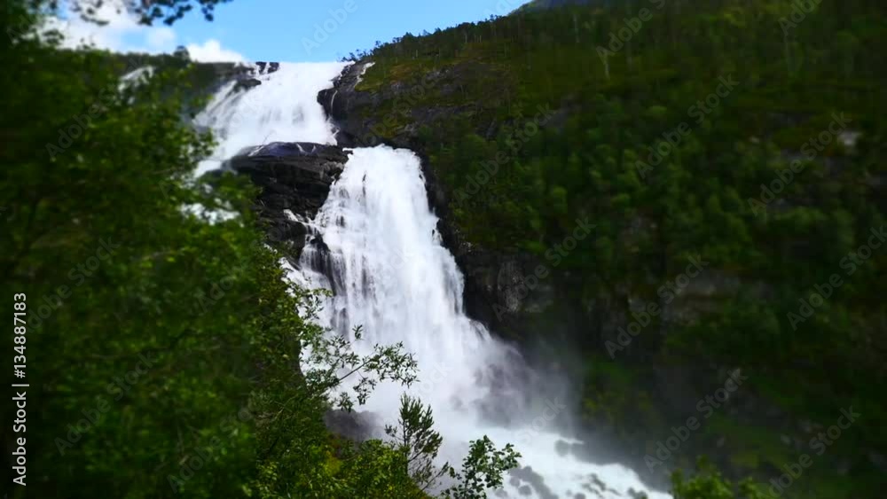 Waterfall at mountain river in summer Waterfall at mountain river in summer