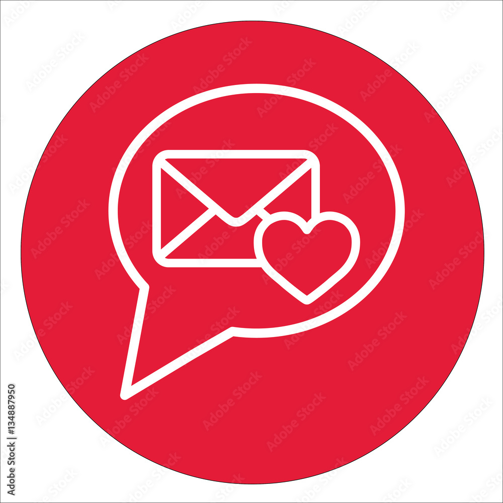 valentine day card notification envelope white line icon on red circle valentine day card notification envelope white line icon on red circle