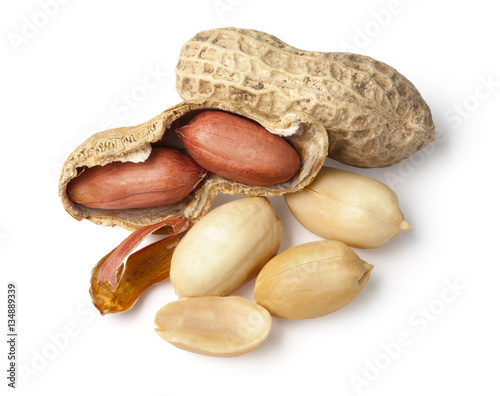 Dried peanuts in closeup photo