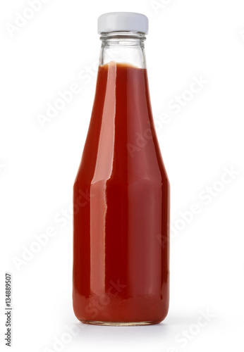 Valokuvatapetti ketchup bottle on white