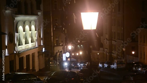 evening lamp street lantern snow photo