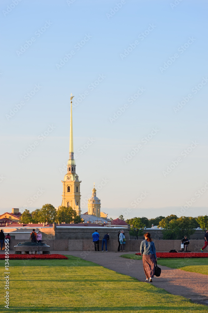 The view of the arrow and IN the Peter and Paul fortress on Vasi
