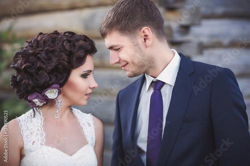 Portrait of bride and groom on wedding ceremony