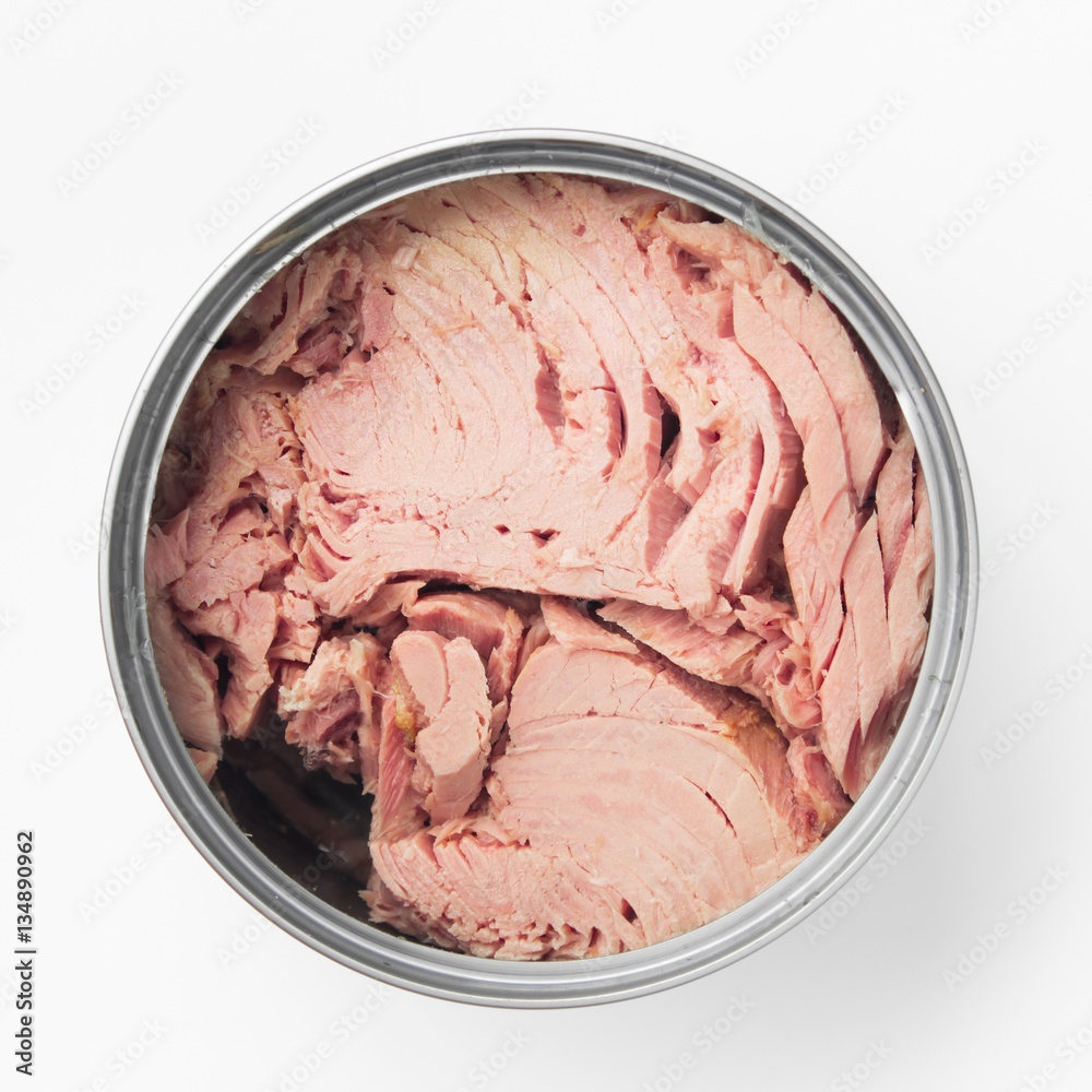 canned tuna isolated on white / Canned soy free albacore white meat