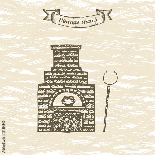 oven sketch. vector illustration
