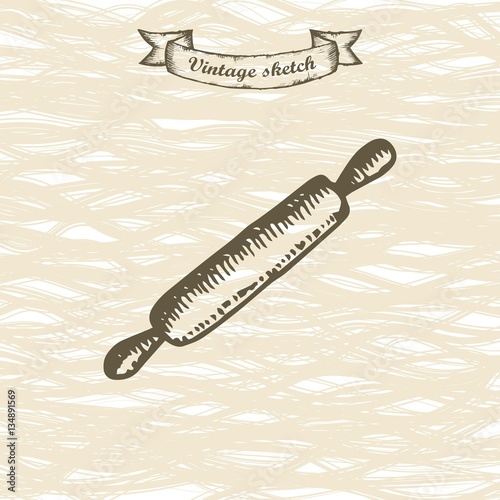 rolling pin sketch. vector illustration