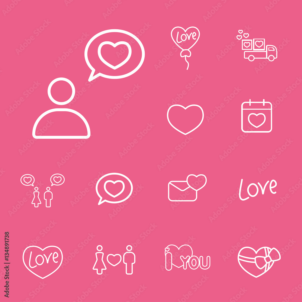 love confession line icons set