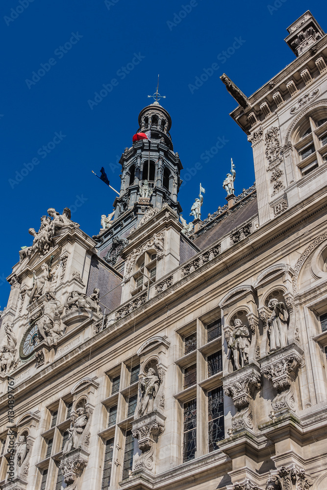 Fototapeta premium Hotel-de-Ville (City Hall). Paris, France.