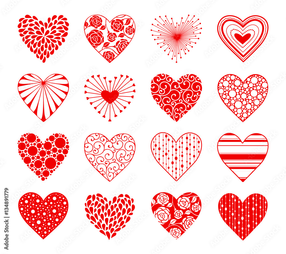 Decorative hearts with ornament isolated on white background. Design elements collection for Valentine's Day. Decorative hearts with ornament isolated on white background. Design elements collection for Valentine's Day.