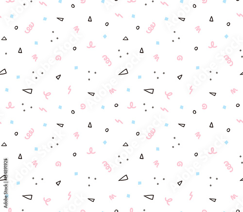 Seamless geometric pattern with colorful elements, vector background. Simple universal design.