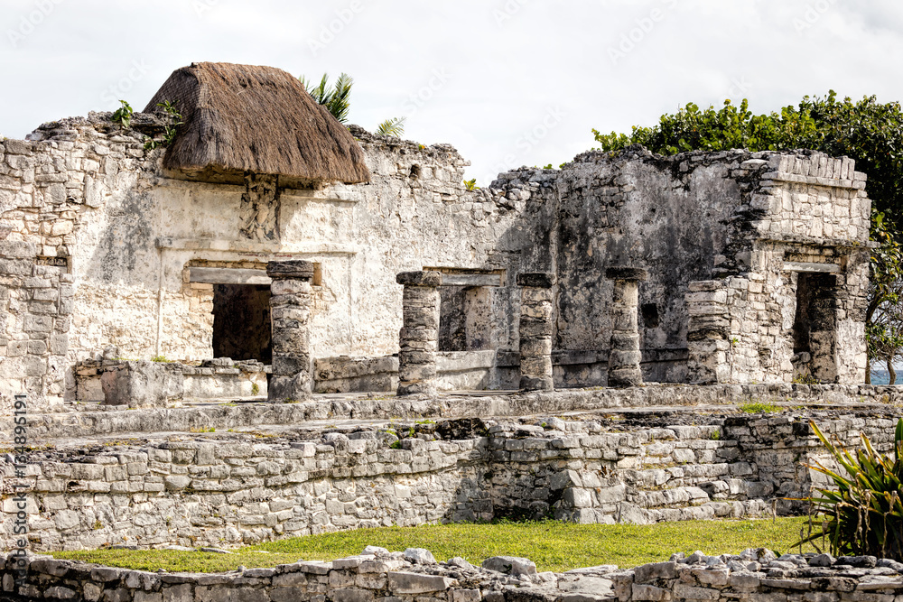 Ancient Mayan house of the Halach Uinic (high-priest) in Tulum, Quintana Roo, Mexico