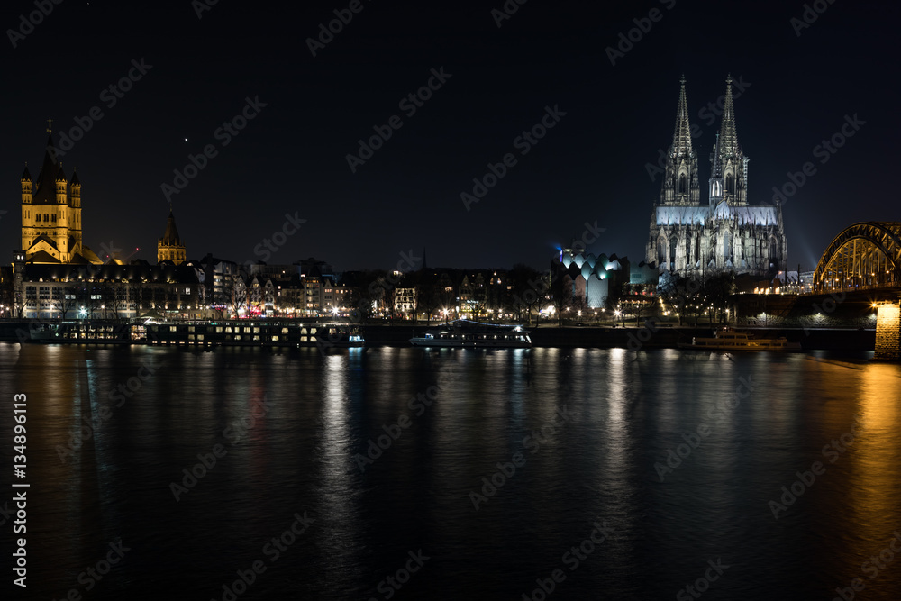 Cologne at night in the winter season (mid of january)