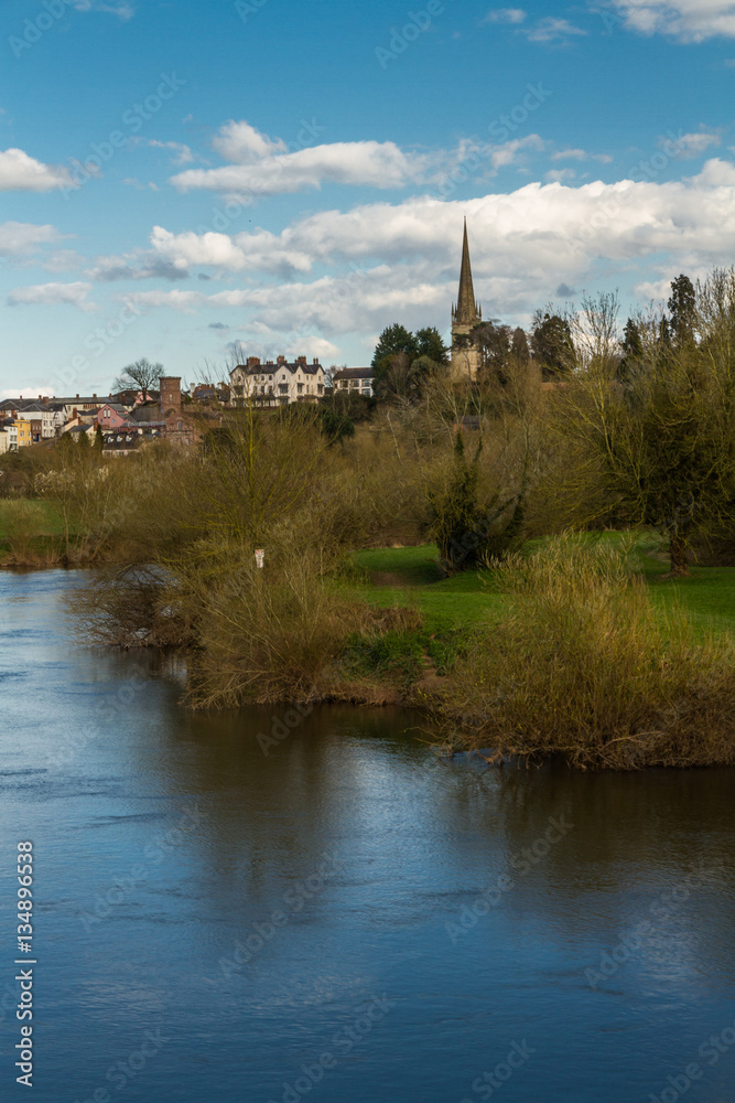 Ross on Wye, river in foreground. Late afternoon.