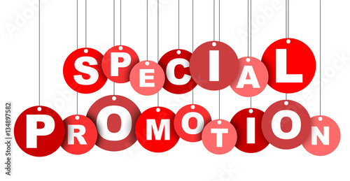Red easy vector illustration isolated circle tag banner special promotion. This element is well adapted for web design.