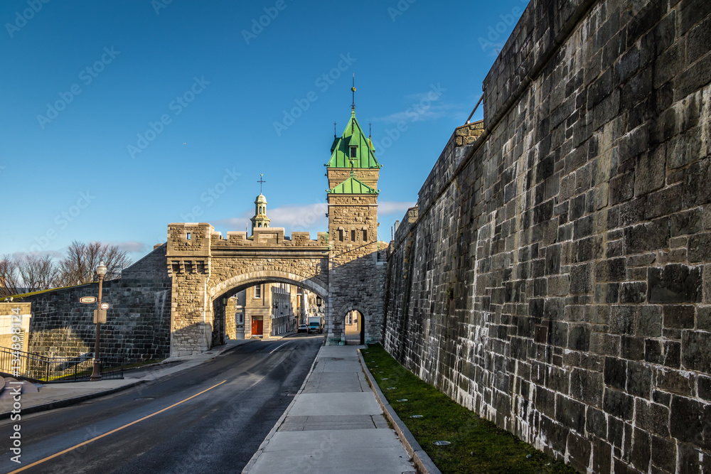 Porte Saint Louis gate on the fortified wall of Quebec - Quebec City, Quebec, Canada