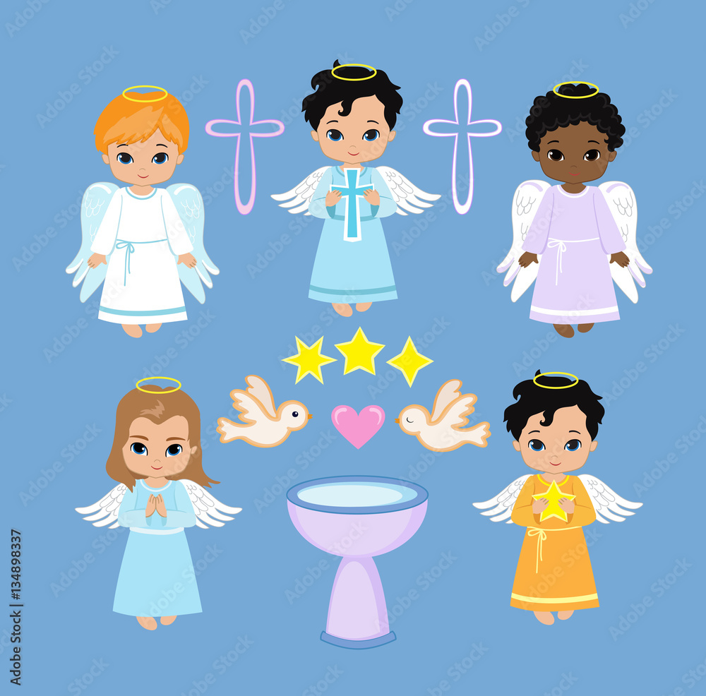 Angel Digital Clipart. Set Angel boys on the sky . Baptism. Angel Digital Clipart. Set Angel boys on the sky . Baptism.
