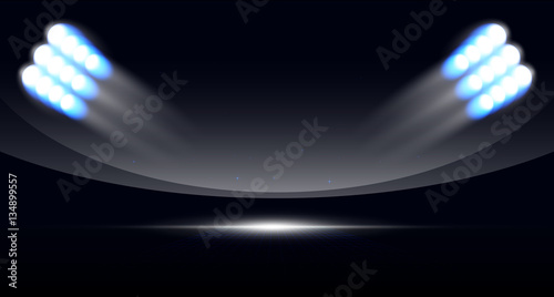 Photography Sport background of night stadium with lights of projectors.