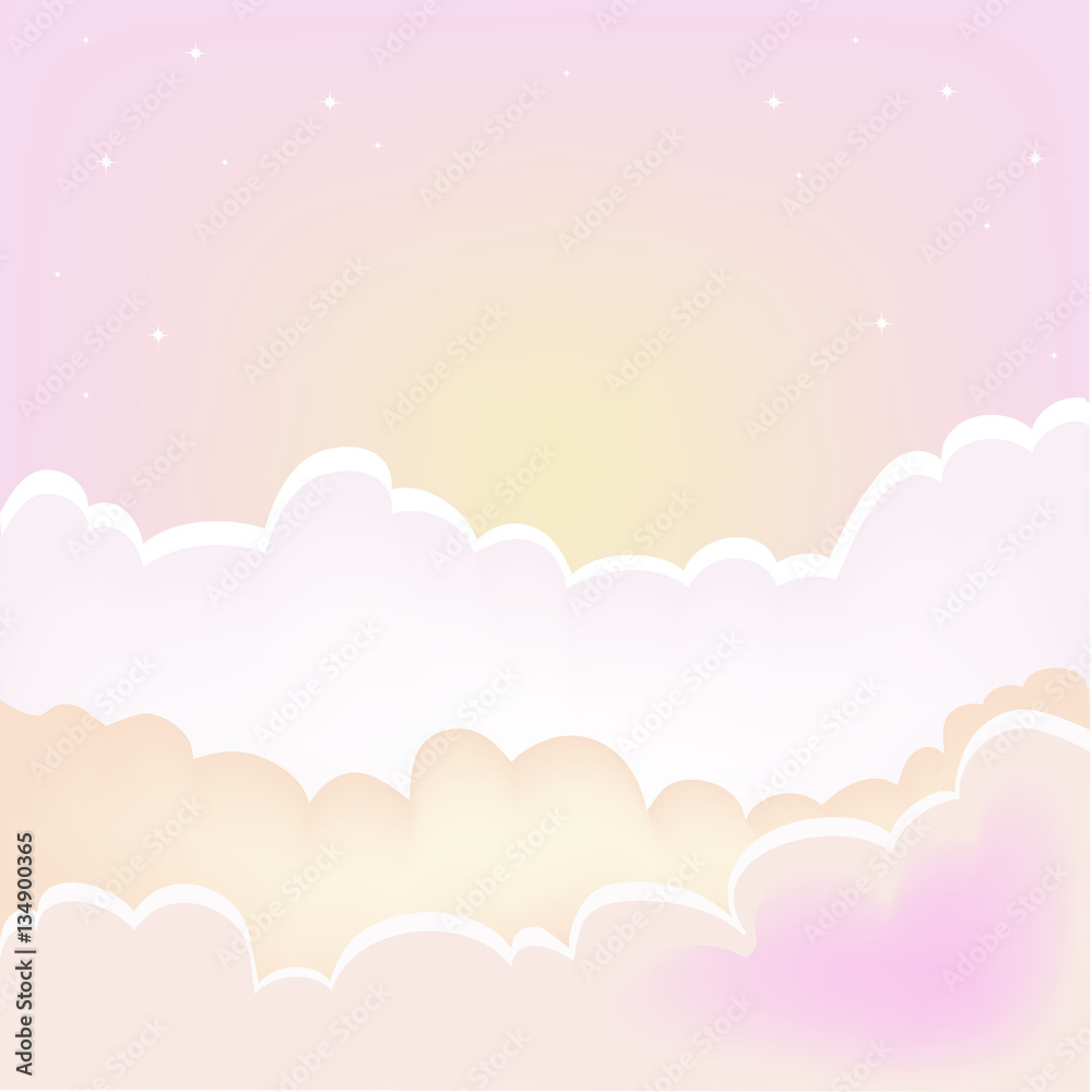 Morning clouds background.Vector sunset sky with clouds.