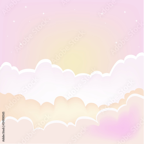 Morning clouds background.Vector sunset sky with clouds.