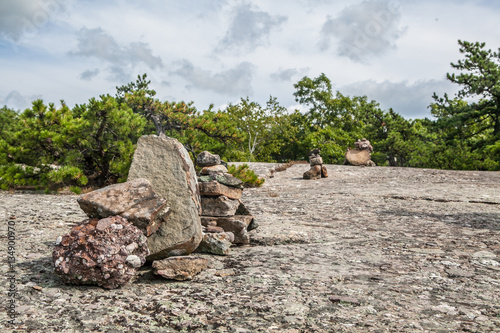 Cairn blaze rock geological formation on mountain New England