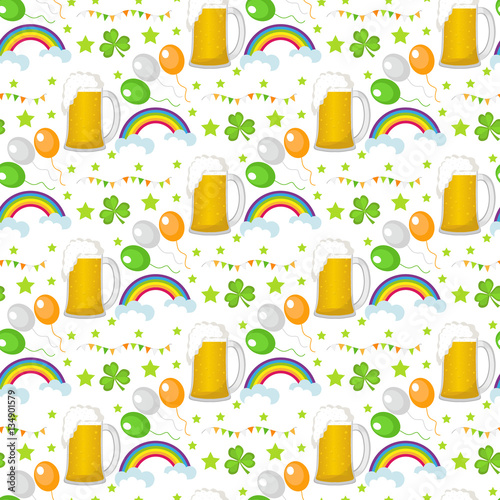 St. Patricks Day seamless pattern. Endless background texture. Vector illustration
