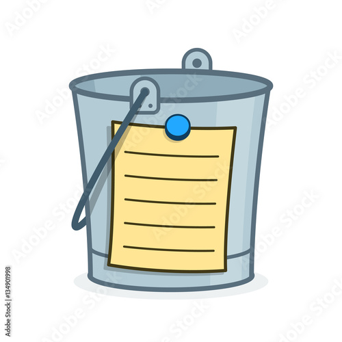 Bucket List cartoon concept with blank page