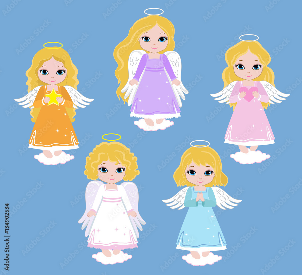 Set Angel girls. Baptism.Vector illustration. Set Angel girls. Baptism.Vector illustration.