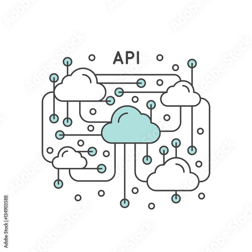 Simple Vector Icon Style Illustration of Application Programming Interface API Technology