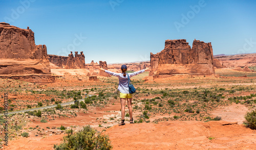 Traveler at the monument valley