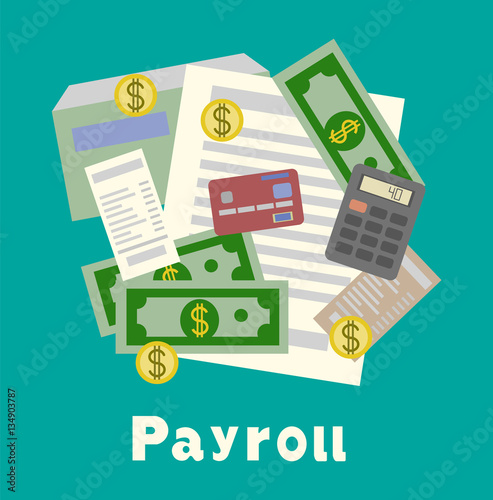 Invoice sheet, paysheet or payroll icon. Calculating and budget account. flat vector illustration