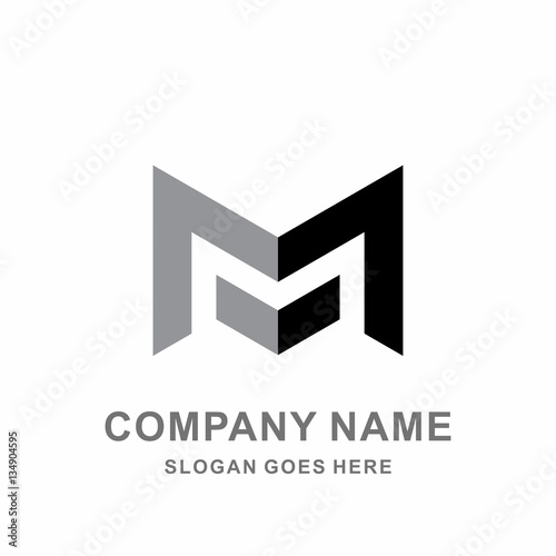 3D Monogram Letter M Geometric Strips Building Architecture Engineering Business Company Stock Vector Logo Design Template 