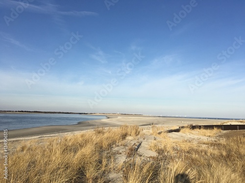 Fototapeta Naklejka Na Ścianę i Meble -  Dune Grass, Bay and Blue Sky