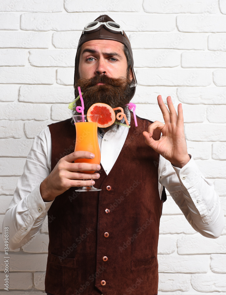 Fototapeta premium serious handsome bearded pilot