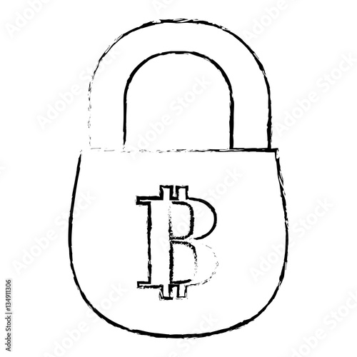 bitcoin icon, secure money symbol online, vector illustraion