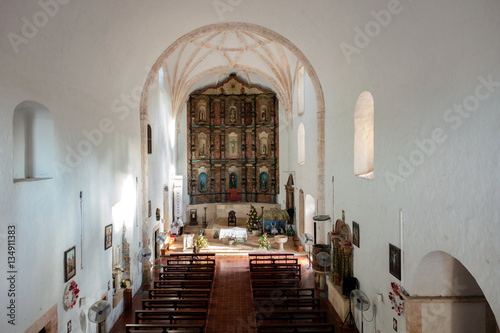 Interior of the Monastery of San Bernardine of Siena, founded by the Franciscan order in the 16th century in Valladolid, Mexico.