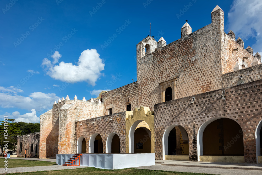 Monastery of San Bernardine of Siena in Valladolid, Yucatan, Mexico was the first church constructed on American soil, starting 1552, completed in 1560.