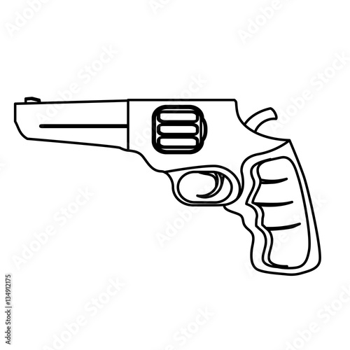 Pistol figure for civil defense, military equipment vector illustration