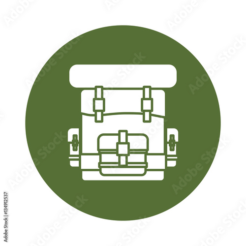 Military army badge bagpack icon image, vector illustration