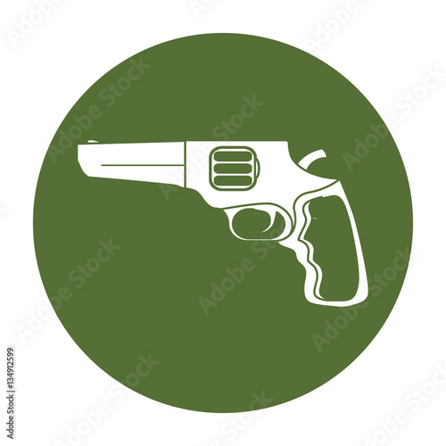 Pistol badge for civil defense, military equipment vector illustration