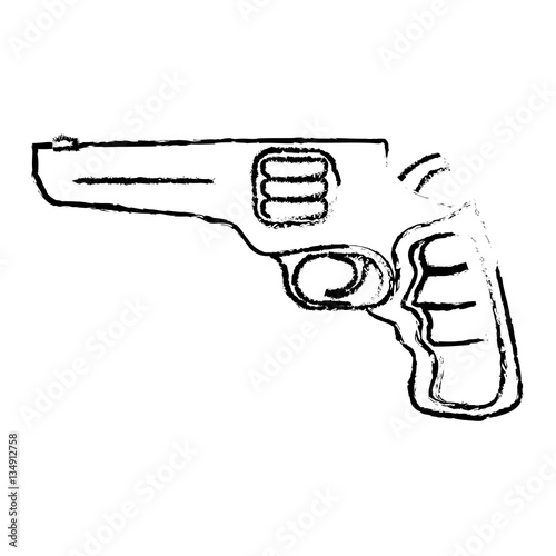 Pistol silhouette for civil defense, military equipment vector illustration