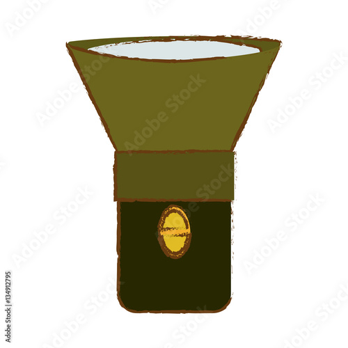 Equipment military green flashlight icon image vector illustration