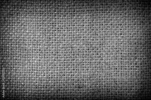 Black and white sack texture background.Dark sack background.Black sack background