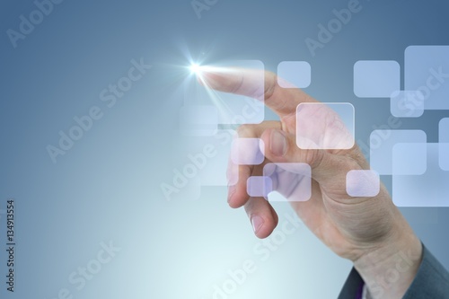 Composite image of cropped image of businessman pointing