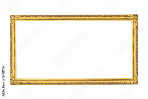 antique golden frame isolated on white background.Gold frame isolated