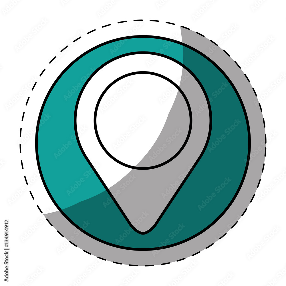 Blue symbol location guide button design, vector illustration Blue symbol location guide button design, vector illustration