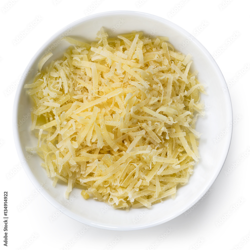 Grated Parmesan Cheese Top View Isolated Grated Parmesan Cheese Top View Isolated